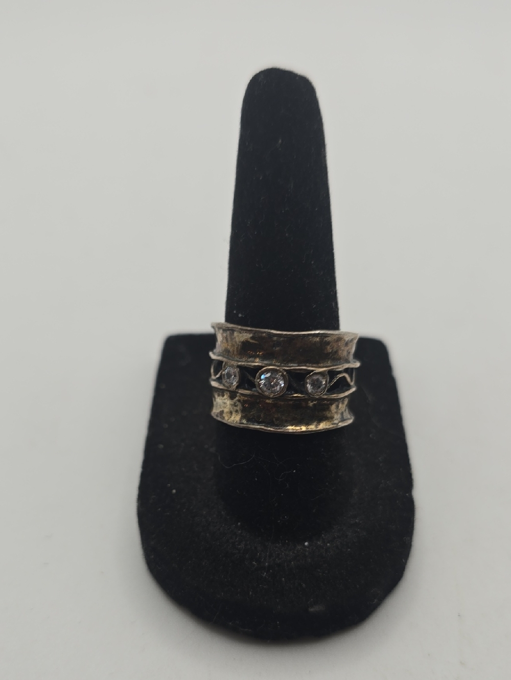 Silpada Sterling Silver "Constellation" Band Ring with Clear Crystal Stones